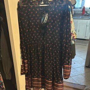 Boho Floral Black Dress